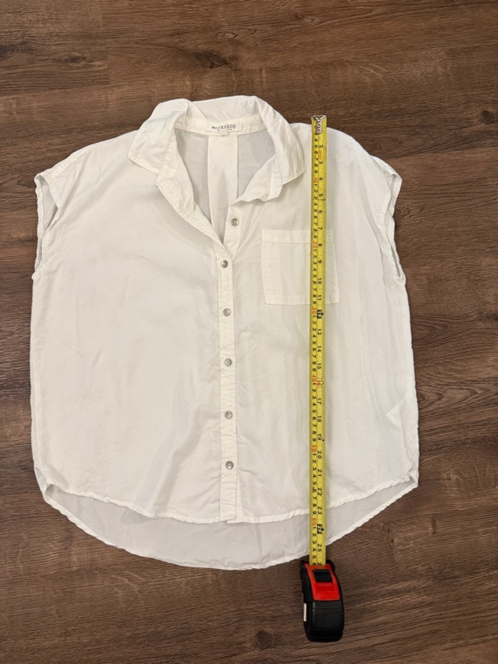 Workshop Republic Clothing White Cap Sleeve Button-Front Top